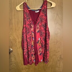 Maurices Red Floral Sleeveless Blouse